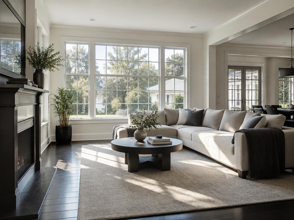 Intérieur avec plancher et mobilier près des fenêtres — photo d'ambiance