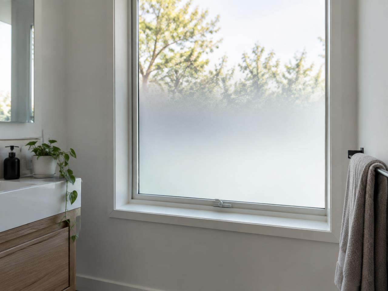 Fenêtre de salle de bain givrée en dégradé