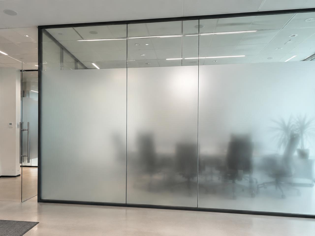 Cloison de bureau entièrement givrée