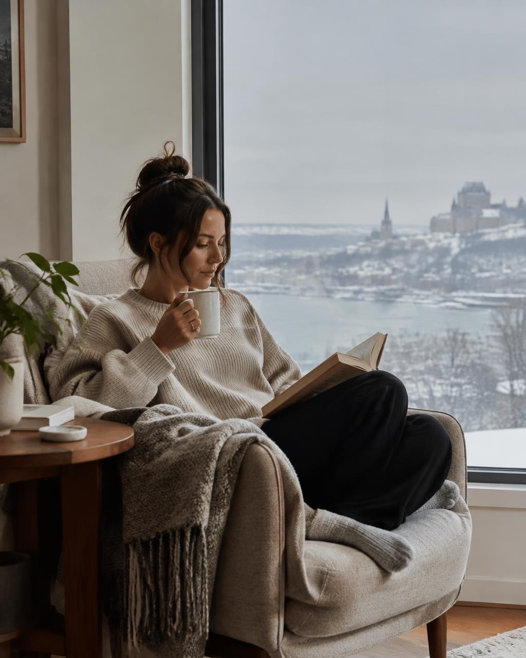 Lecture près d'une fenêtre
