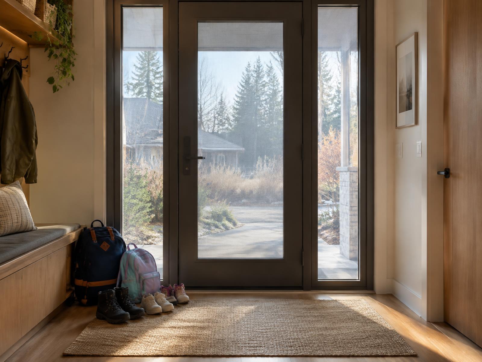 Porte d'entrée vitrée d'une maison